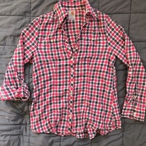 Small pink checkered carhartt flannel